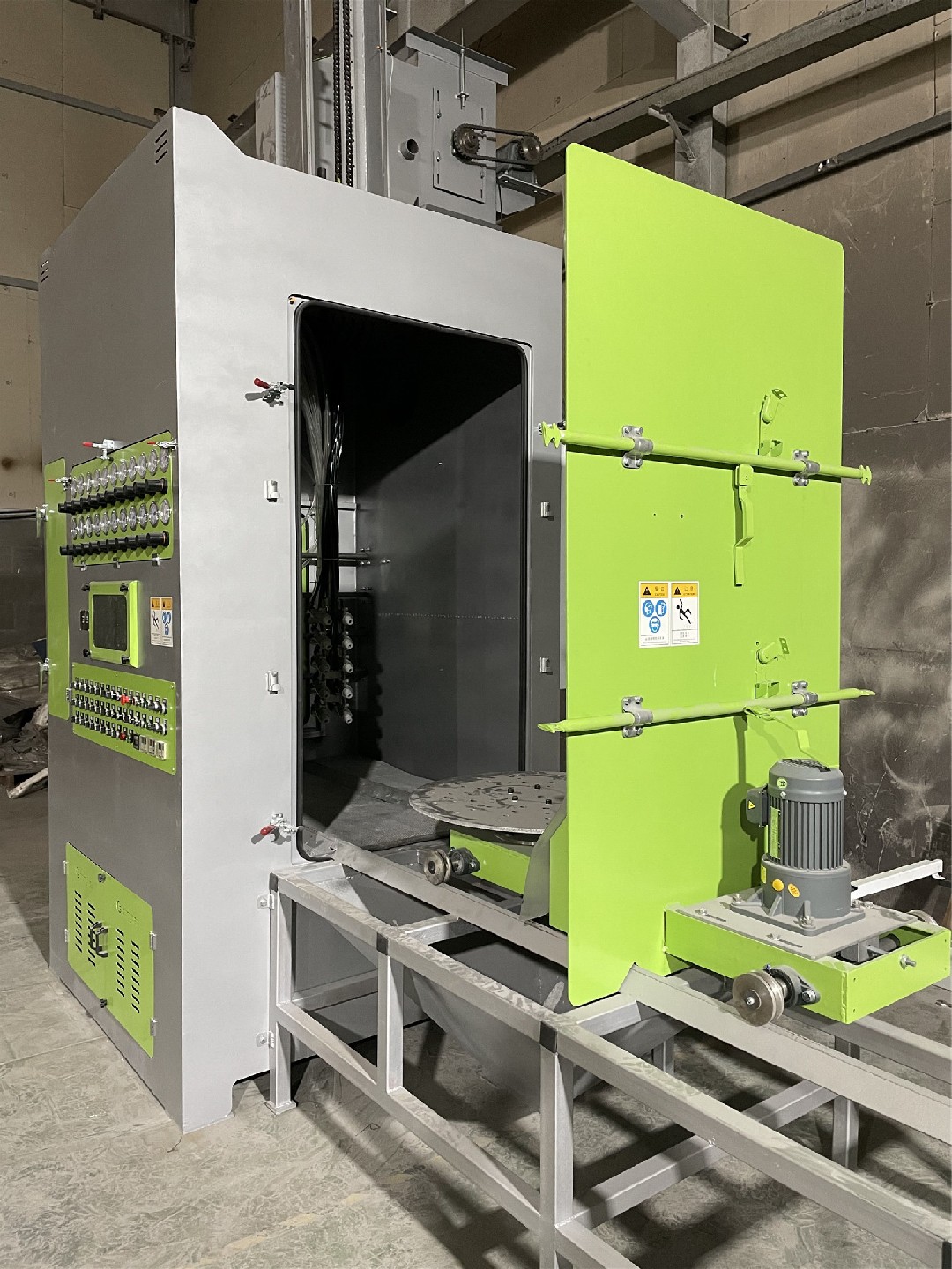 電動(dòng)轉(zhuǎn)臺(tái)自動(dòng)噴砂機(jī)，轉(zhuǎn)臺(tái)式自動(dòng)噴砂機(jī)