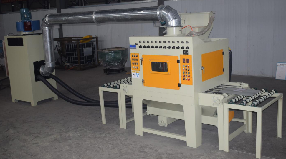 通過式自動噴砂機，輸送帶自動噴砂機